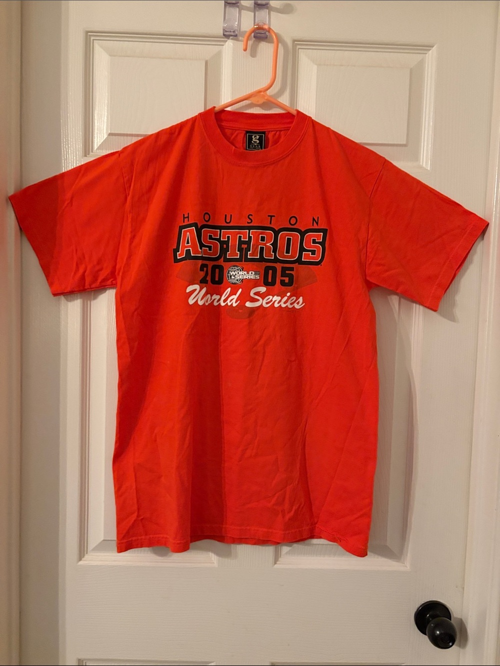 Houston Astros 2005 World Series Orange Short Sleeve T-Shirt. Size L. New.